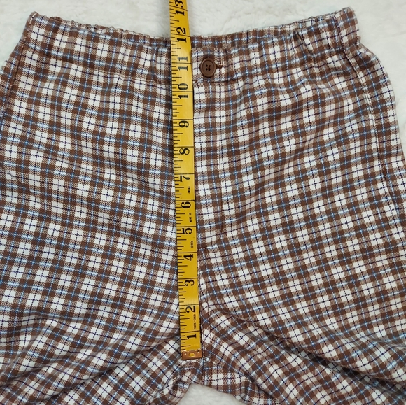 3/$20 Brandy Melville High Rise Brown Cream Blue Plaid Straight Leg Pants - Picture 6 of 11